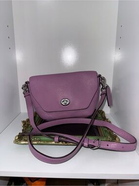 Coach | Bags | Coach Fuchsia Pink Brown Turn Lock Legacy Mini